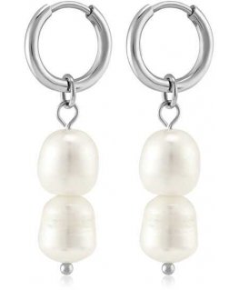 Troli Charming steel earrings with real pearls 2 in 1 VAAJDE201861S