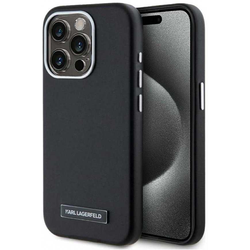 Karl Lagerfeld FW Metal Plate MagSafe Case for iPhone 15 Pro Max black