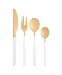 AltomDesign "Noble Gold White" cutlery set 24 pieces - for 6 persons, Gold / White color