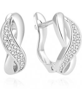 Beneto Elegant silver earrings with zircons AGUC1861