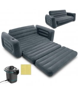 Intex Sofa 2 OS 2in1 veliūrinis čiužinys + pompa 66552 + 66640