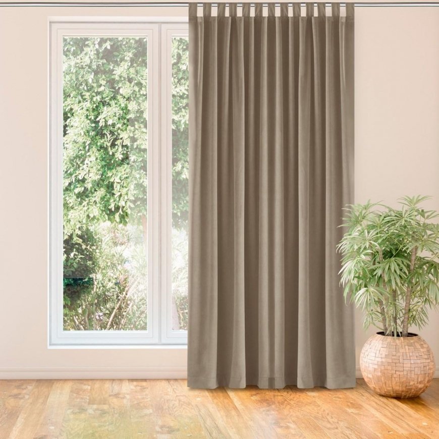 Homede Curtains VELVET TAB BEIGE 400x270 – 2