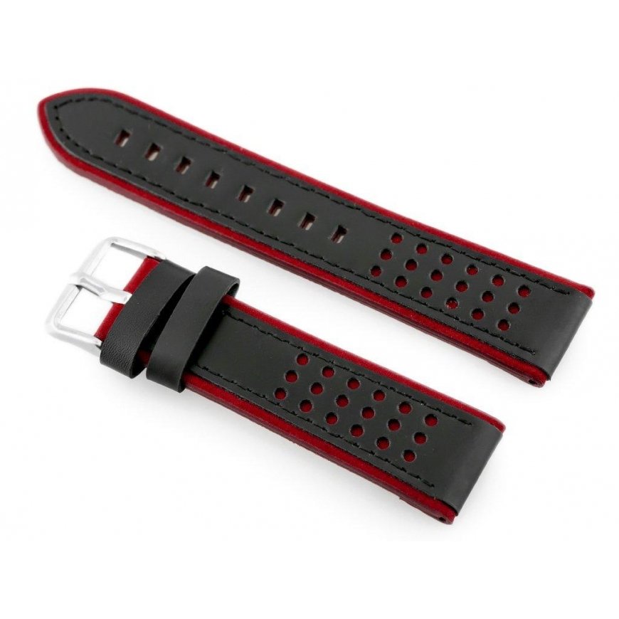 Pacific W80 juodas/maroon 20mm odinis laikrodžio dirželis – 2
