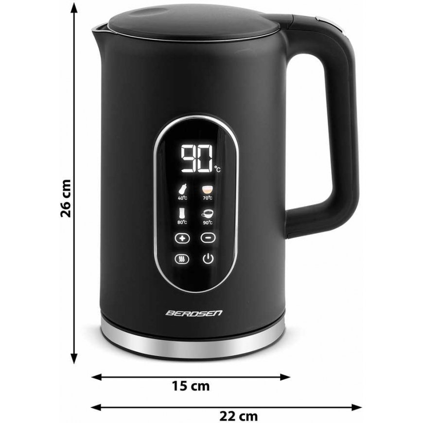 Vedenkeitin 1,7l Berdsen BD-712 musta-hopea – 3