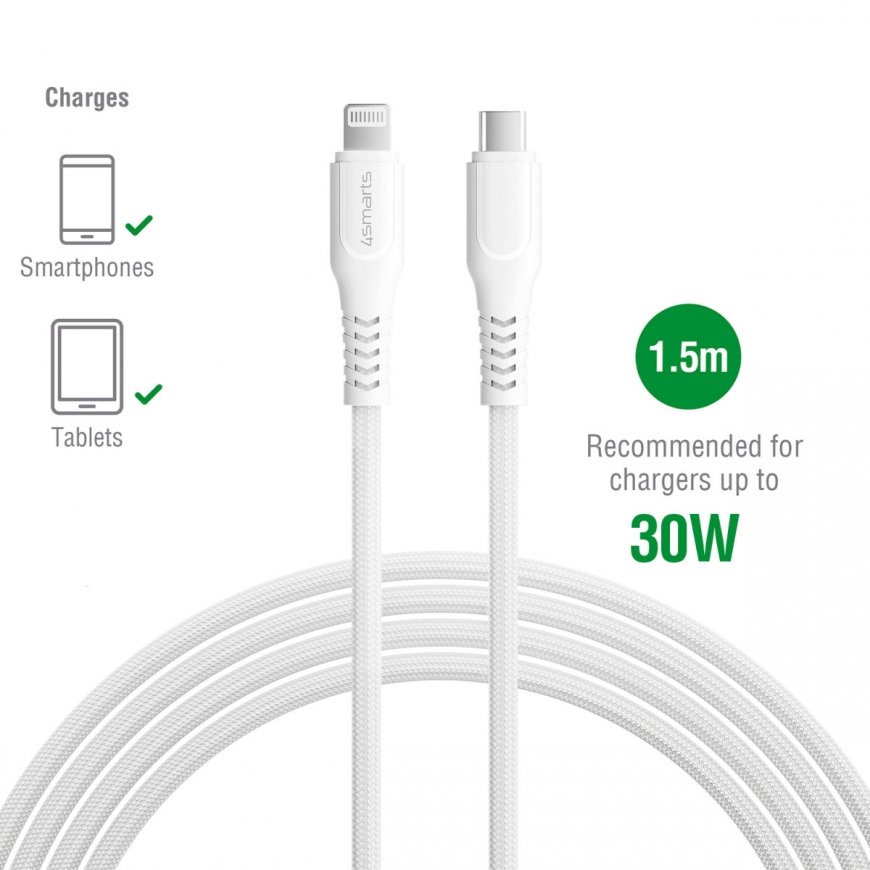 4smarts 465592 lightning cable 1.5 m Silver, White – 2