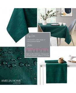 AmeliaHome Pöytäliina Vesta, BRD, pullonvihreä, 80 x 80 cm