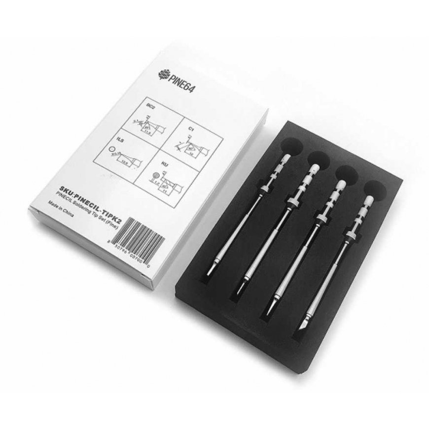 Set of 4 tips for Pinecil soldering iron - Fine series, type TS - Pine64 TIPK2