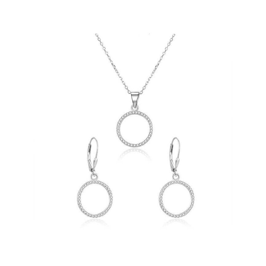 Beneto Silver jewelry set circle AGSET66RL (pendant, earrings) – 2