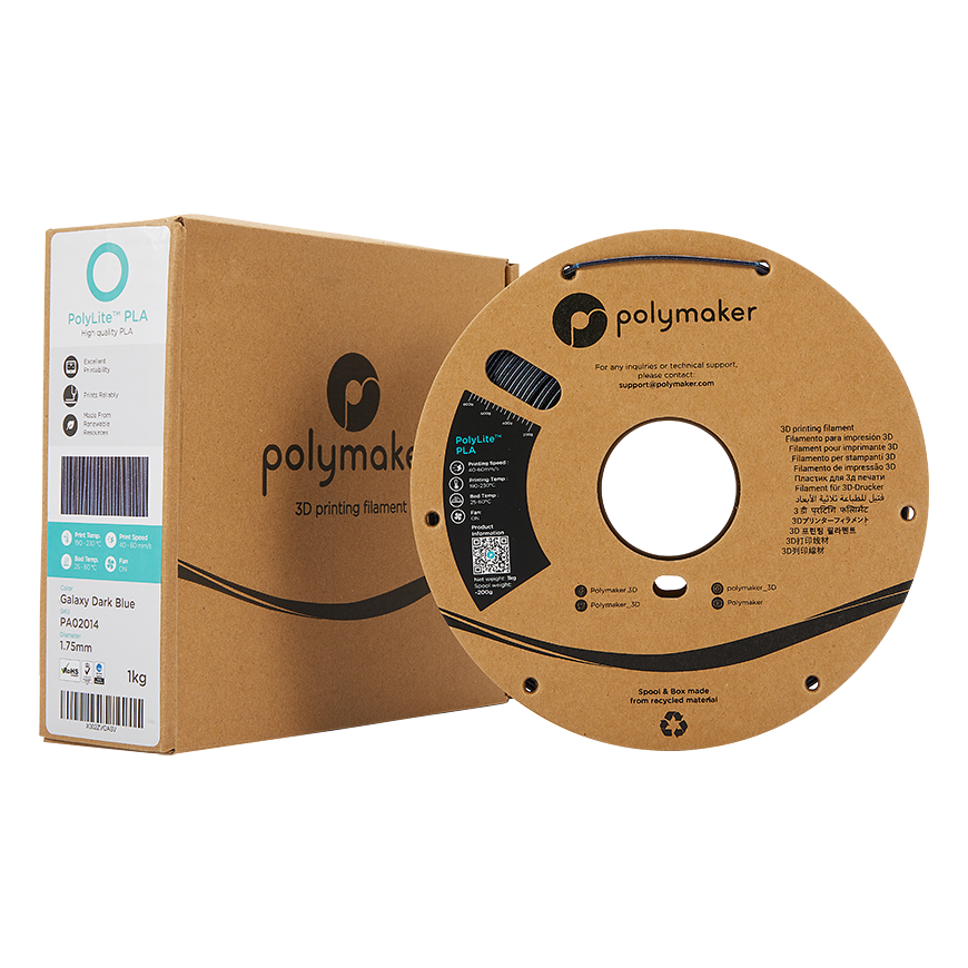 Polymaker PolyLite PLA - 1kg - 1,75mm - Galaxy Tummansininen – 3