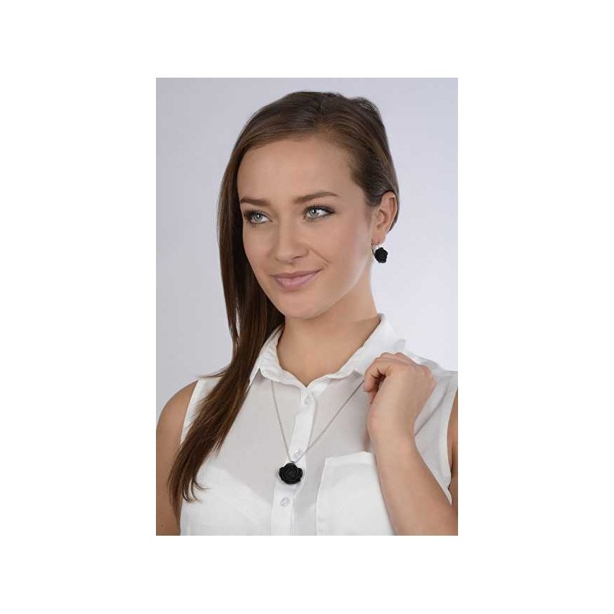 Troli Black dangle earrings flowers – 2