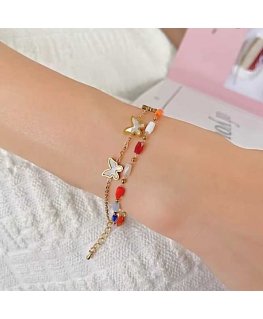 Troli Gold-plated bracelet with colorful beads and bows