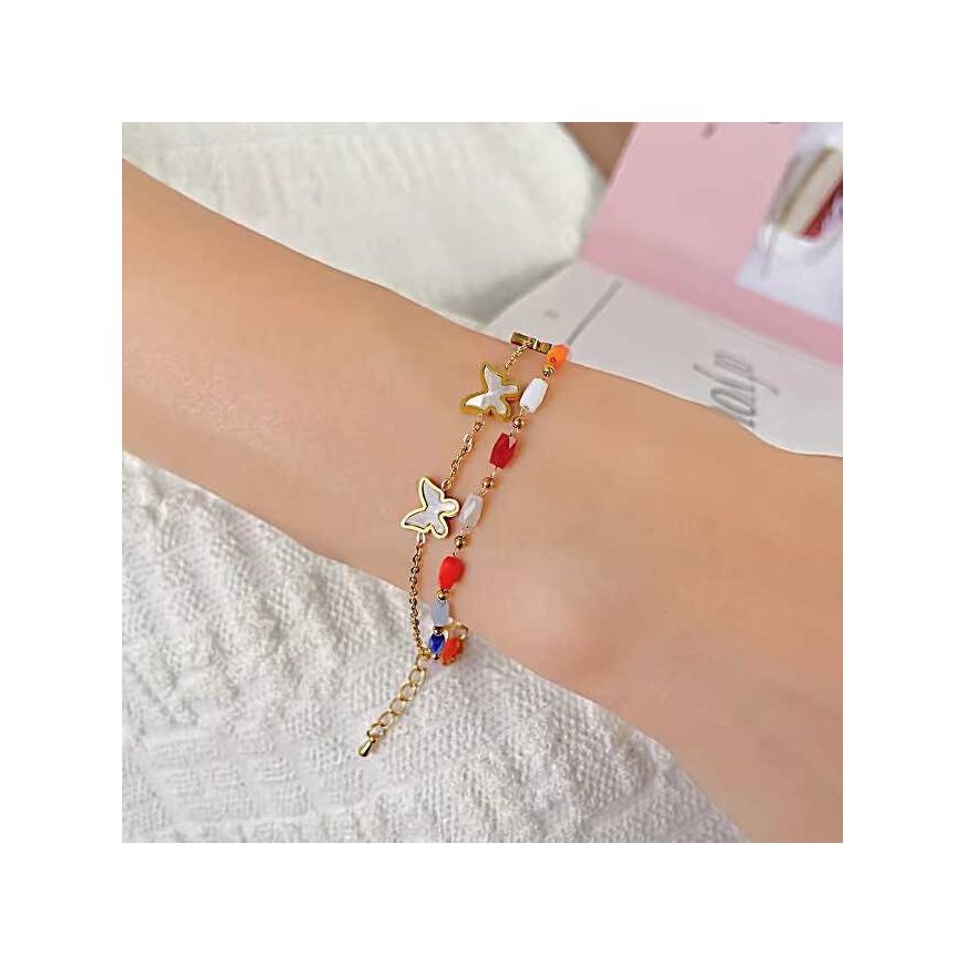 Troli Gold-plated bracelet with colorful beads