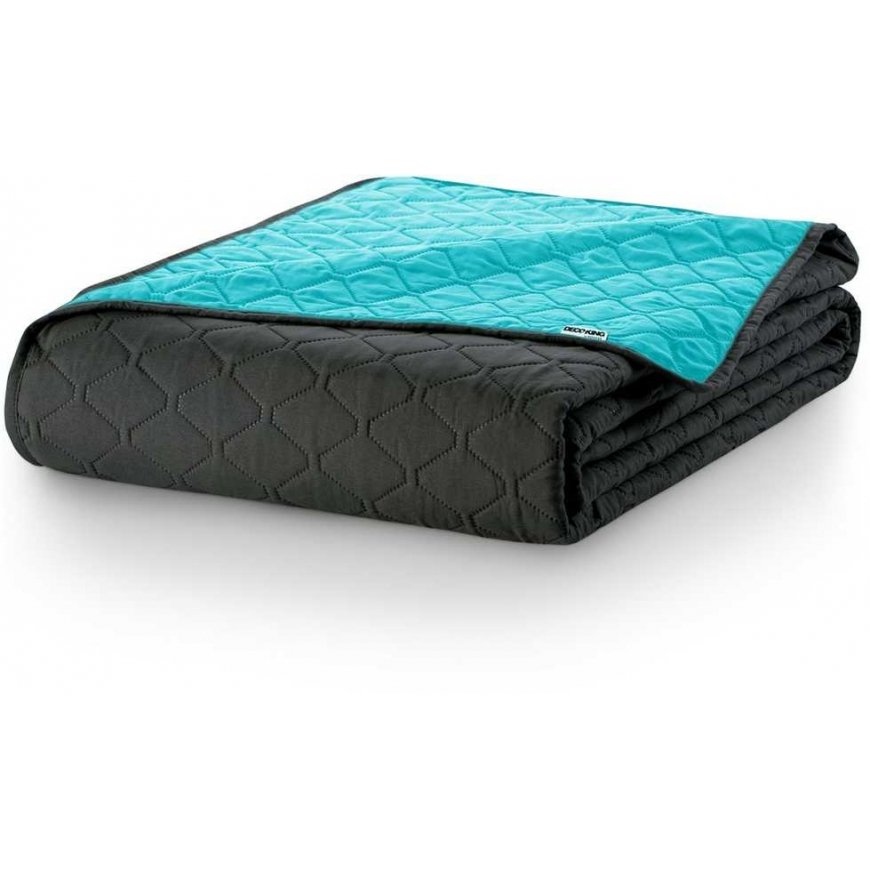 Päiväpeite DecoKing AXEL, 220x240 cm, väri: turkoosi/harmaa – 5