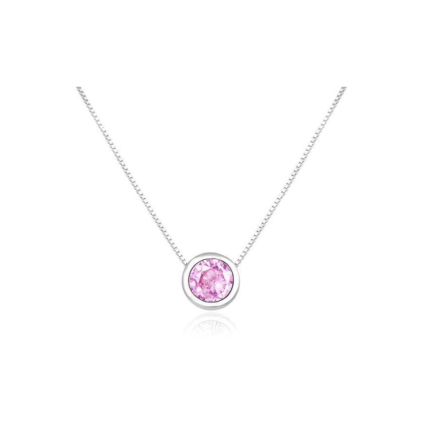 Agate Silver Necklace with Pink Zircon AGS1578/47-P