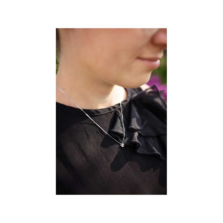 Agate Silver Necklace with Pink Zircon AGS1578/47-P – 2