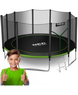15 ft / 465 cm garden trampoline with external net and Neo-Sport ladder