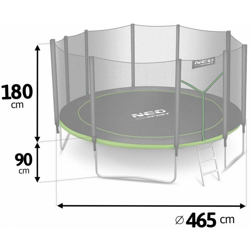 15 ft / 465 cm garden trampoline with external net and Neo-Sport ladder – 3