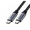Ugreen 50751 USB-kaapeli Thunderbolt 3 1,5 m USB C musta, Hopea