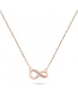 Brilio Silver "Brilio Sidabrinis" fashionable bronze infinity necklace with zircons NCL76R
