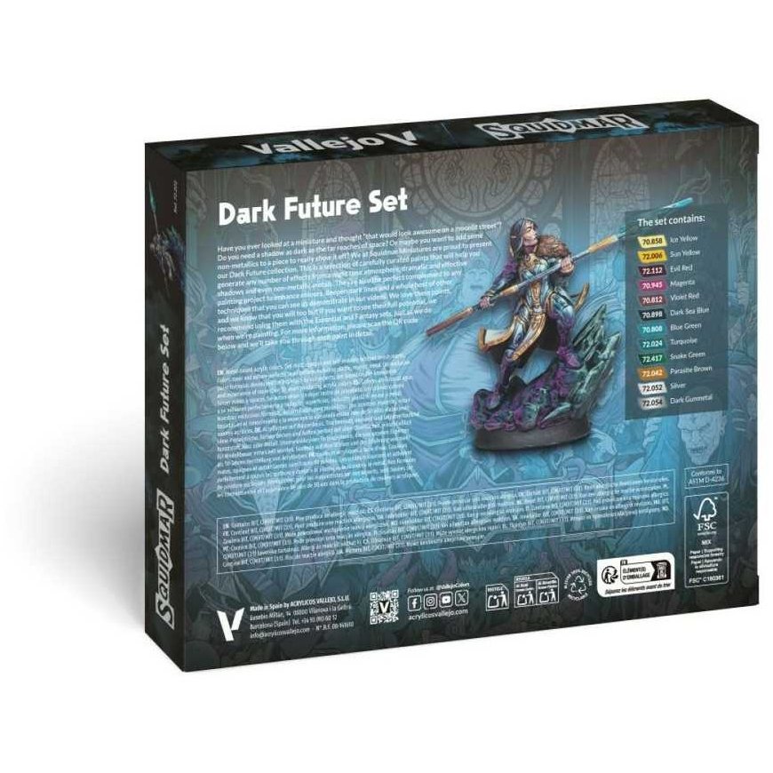 Vallejo - Game Color / 12 colors + figure - Dark Future Set by Squidmar Miniatures 18 ml – 3