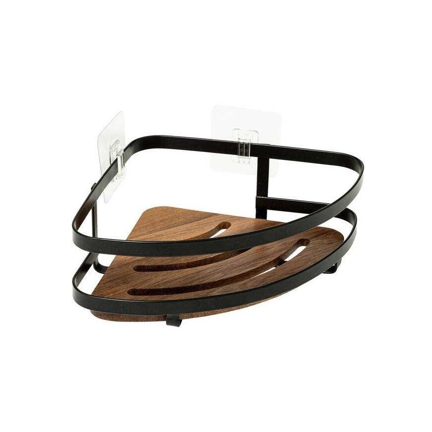 5five Simply Smart Corner shower shelf without drilling BLACKACIA, 25 x 19.5 x 7 cm