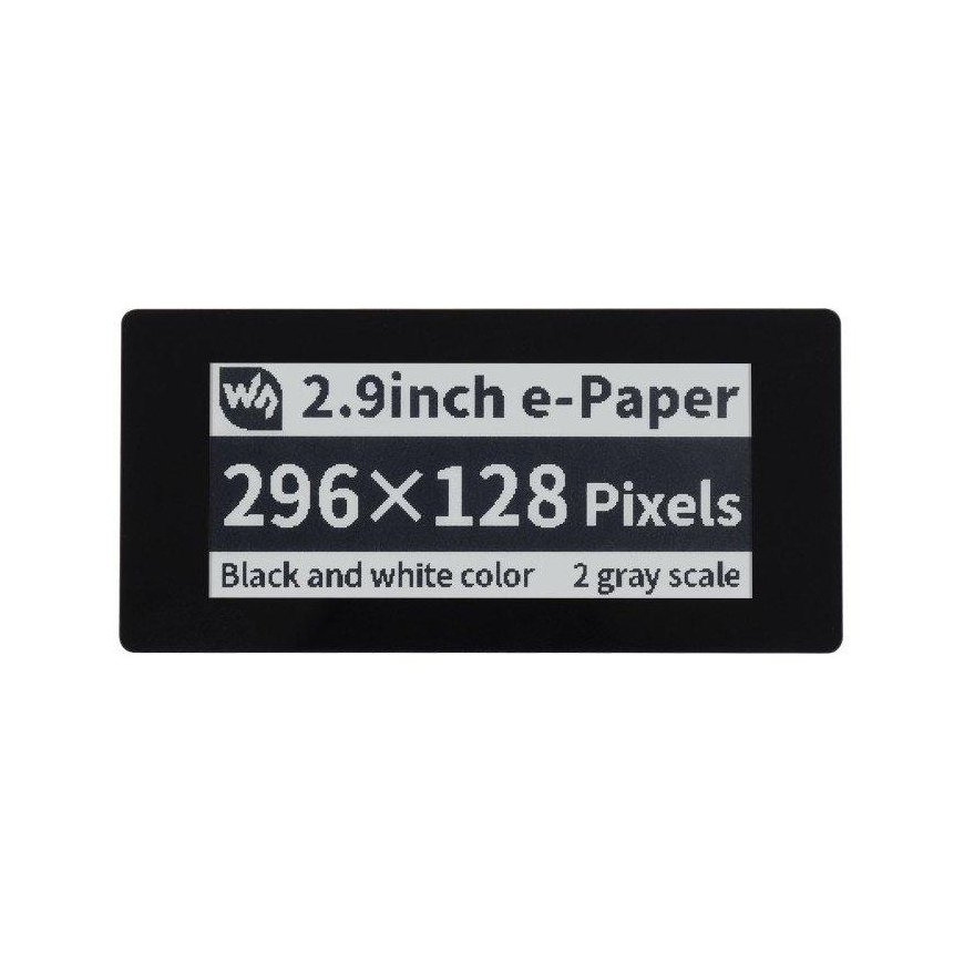 Capacitive touch screen E-paper E-Ink, 2.9” 296x128px, SPI/I2C, monochrome, for Raspberry Pi, Waveshare 19967