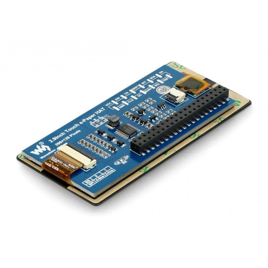 Capacitive touch screen E-paper E-Ink, 2.9” 296x128px, SPI/I2C, monochrome, for Raspberry Pi, Waveshare 19967 – 4