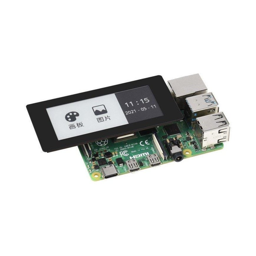 Capacitive touch screen E-paper E-Ink, 2.9” 296x128px, SPI/I2C, monochrome, for Raspberry Pi, Waveshare 19967 – 5