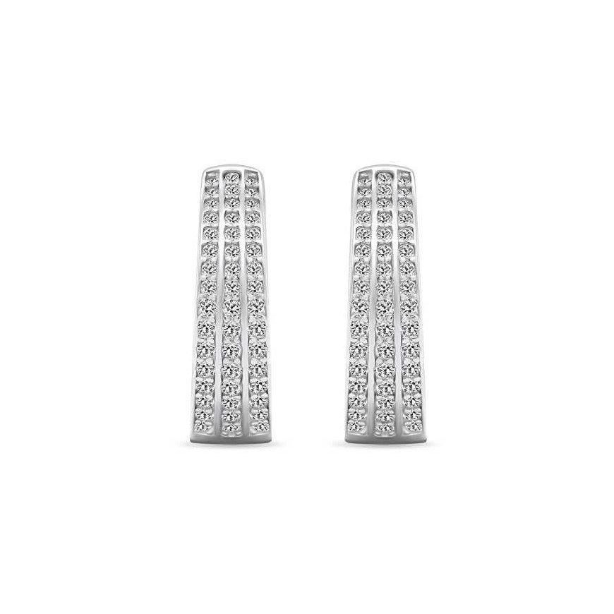 Brilio Silver Shiny silver hoop earrings with zircons EA459W – 2