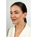 Brilio Silver Shiny silver hoop earrings with zircons EA459W