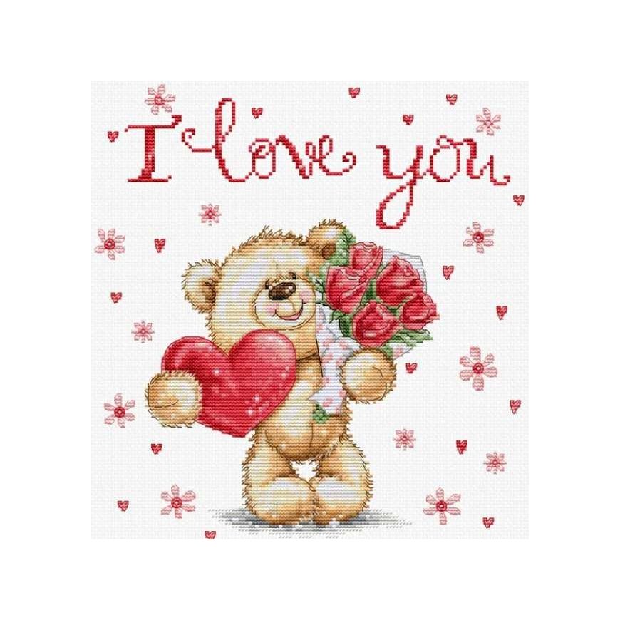 luca S Cross stitch kit "I love you" 20x22cm SB1421