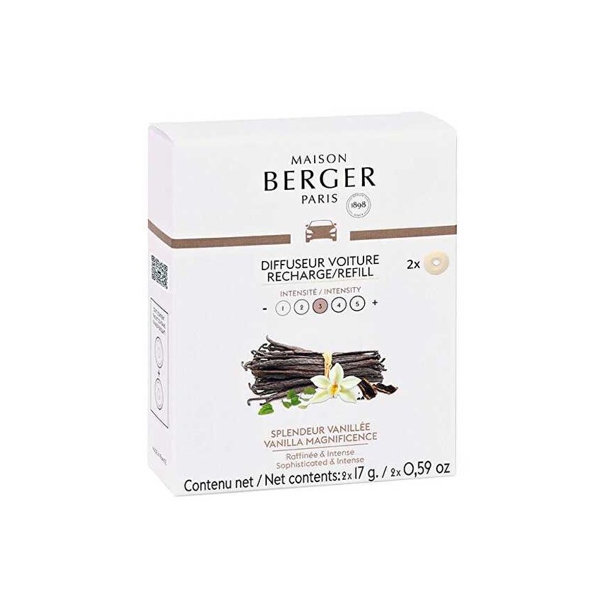 Maison Berger Paris Car diffuser refill Vanilla Magnificence (Car Diffuser Recharge/Refill) 2 pcs home fragrance – 2
