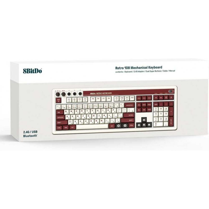 8BitDo Retro 108 Fami Edition langaton mekaaninen näppäimistö| Hot Swappable | Ikkunat | Android – 4