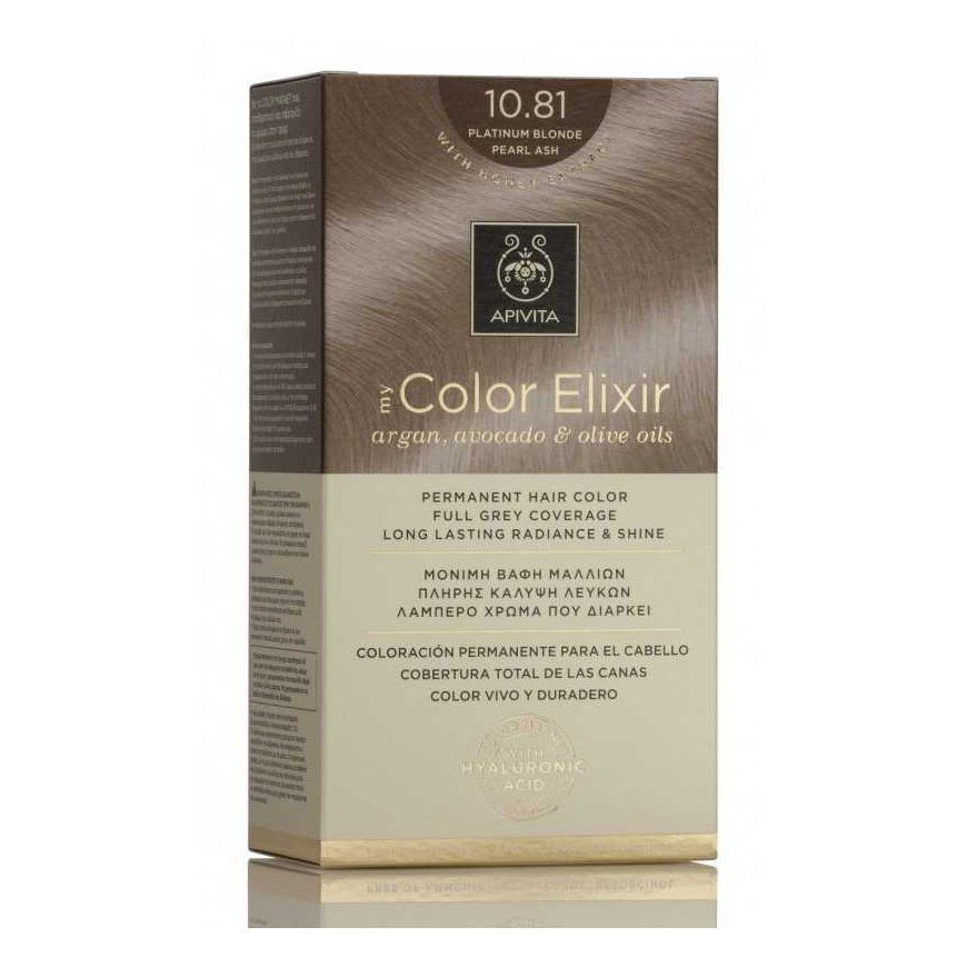 Pysyvä hiusväri Apivita MY COLOR ELIXIR, 10.81 Platinum Blonde Pearl Ash