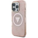 Guess IML Metal Glitter 4G Circle Triangle MagSafe Case iPhone 16 Prolle - Pinkki Guess IML Metal Glitter 4G Circle Triangle MagSafe Case iPhone 16 Prolle - Pinkki