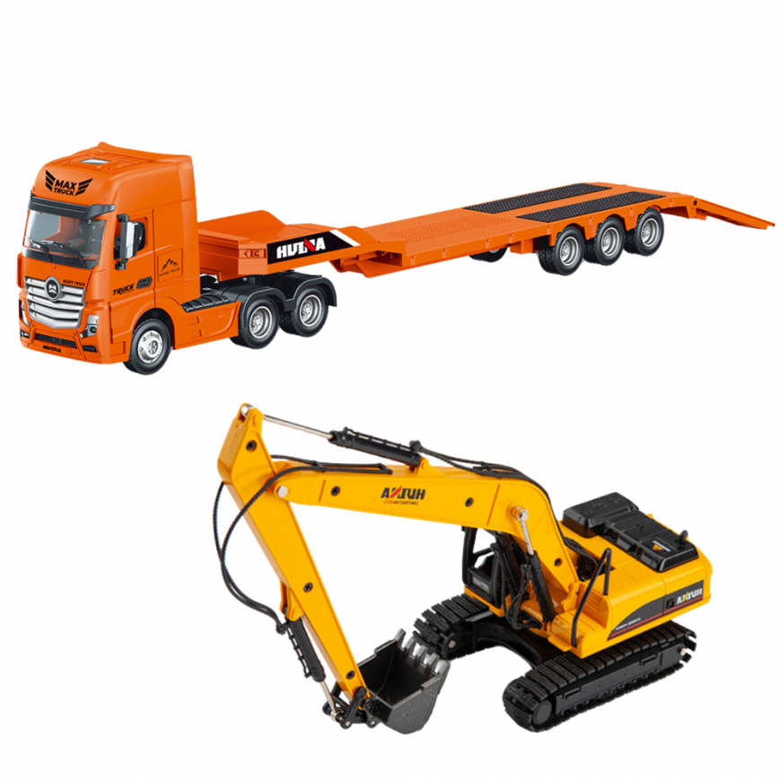 Truck with Semi-trailer and Excavator, Huina 1:50 – 3