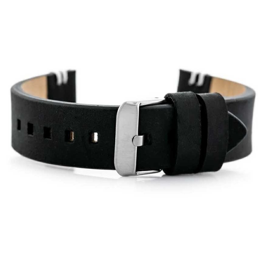 Pacific W110 leather watch strap - black/white - 22mm – 2