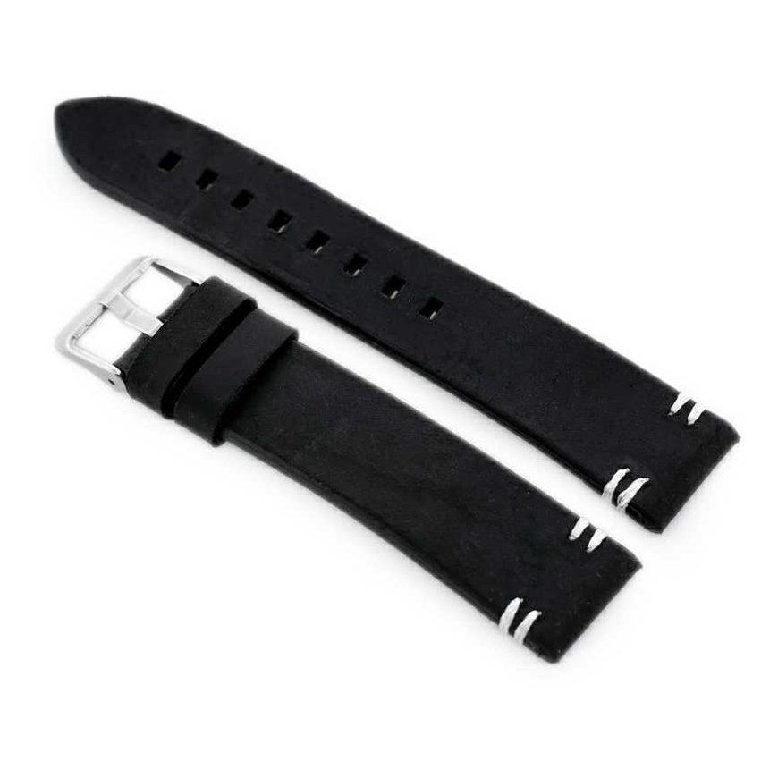 Pacific W110 leather watch strap - juodas/baltas - 22mm – 3