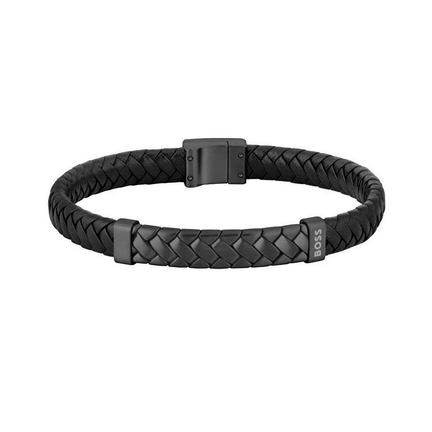 Hugo Boss Black Leather Bracelet for Men Customized 1580676