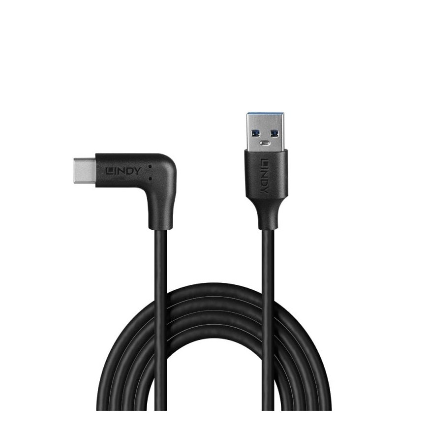 Lindy 1.5m USB 3.2 Type A to C Cable, 90° Right Angle, 10Gbps – 2