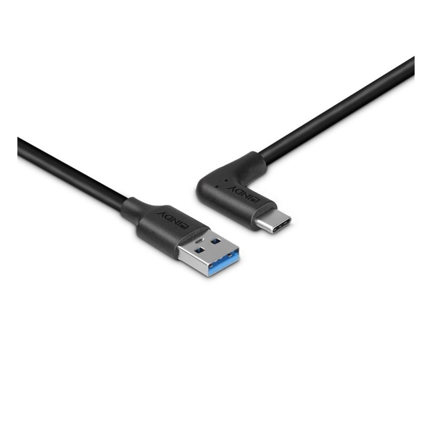 Lindy 1.5m USB 3.2 Type A to C Cable, 90° Right Angle, 10Gbps – 3