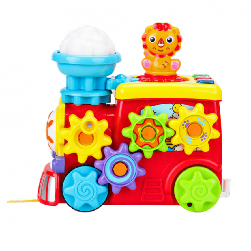 Lean Toys muzikinis interaktyvus lokomotyvas mažiems vaikams Gears Spalvingas – 3