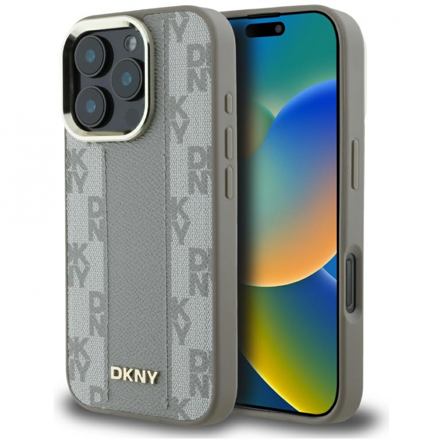 Dėklas DKNY Checkered Pattern Magsafe iPhone 16 Pro Case - rusvai gelsvas – 2
