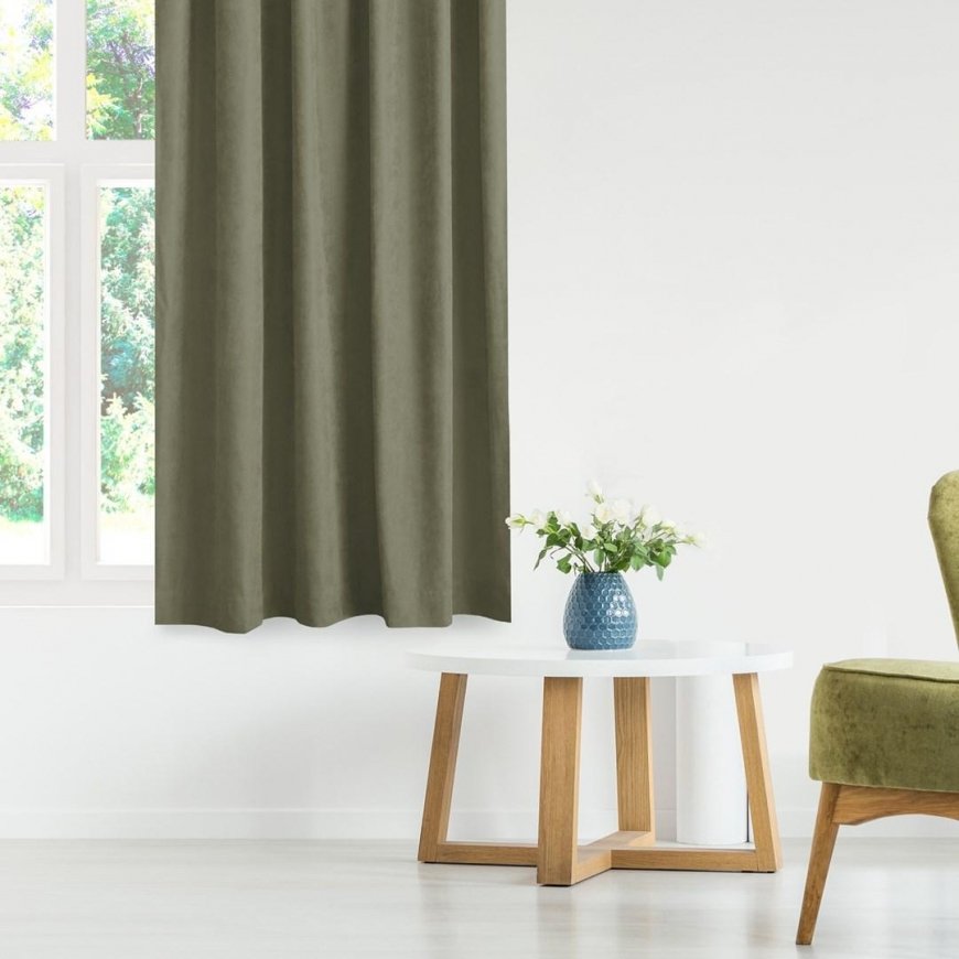 Homede Aksominės užuolaidos CHENILLE EYELETS S OLIVE 140x245 – 3