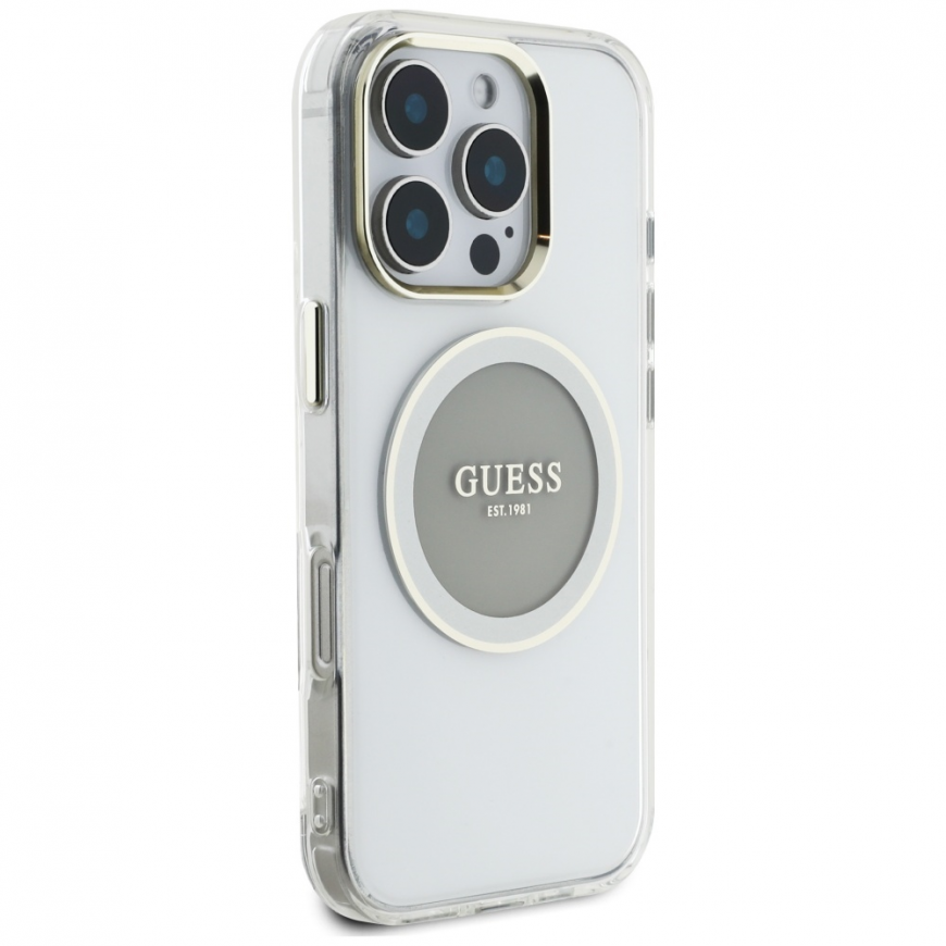 Case Guess IML Metal Colored Circle Classic Logo MagSafe for iPhone 16 Pro gray – 5