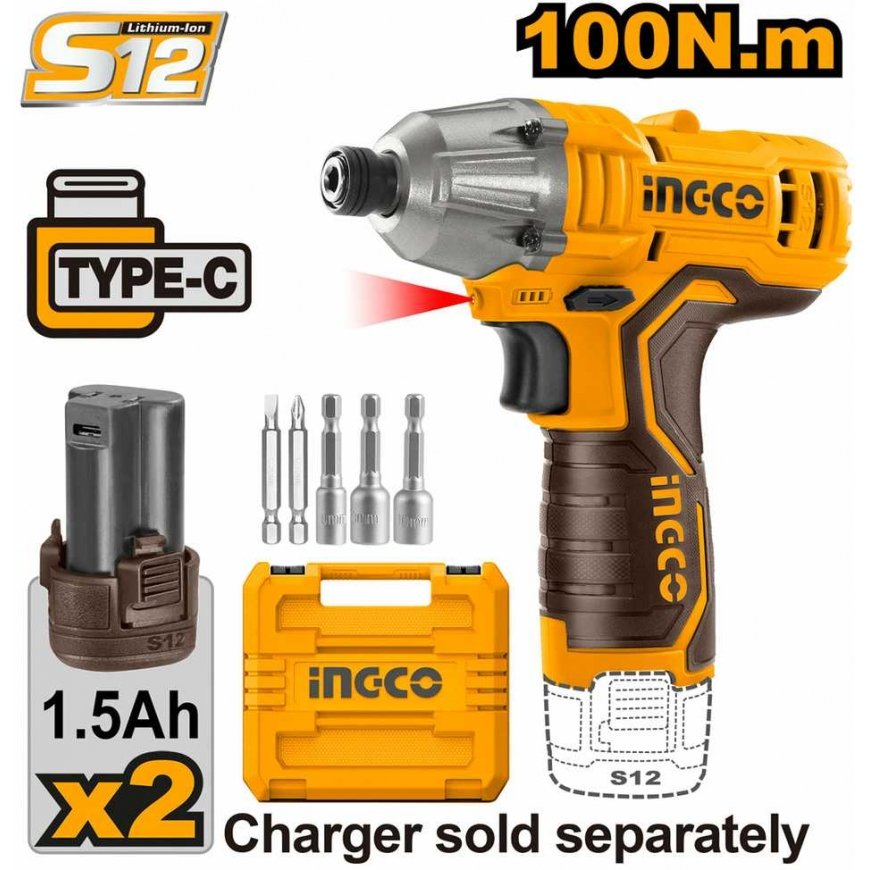 Ingco CIRLI12015 cordless impact wrench incl. 2pcs battery – 2