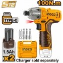 Ingco CIRLI12015 cordless impact wrench incl. 2pcs battery