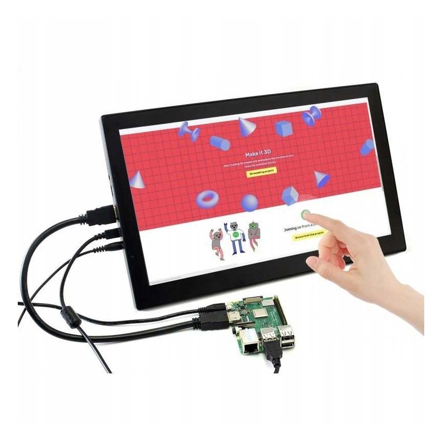 Waveshare-kosketusnäyttö Raspberry Pi -mikrotietokoneelle - LCD IPS 13.3 – 5