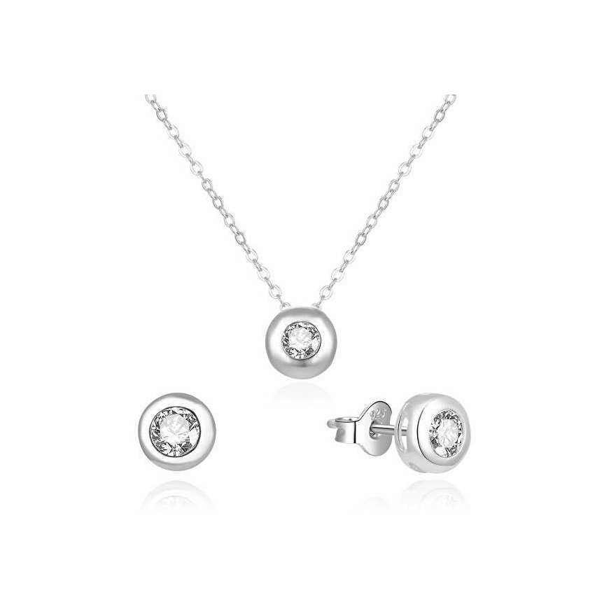 Benet Gentle silver jewelry set with zircons AGSET191R (pendant, earrings)