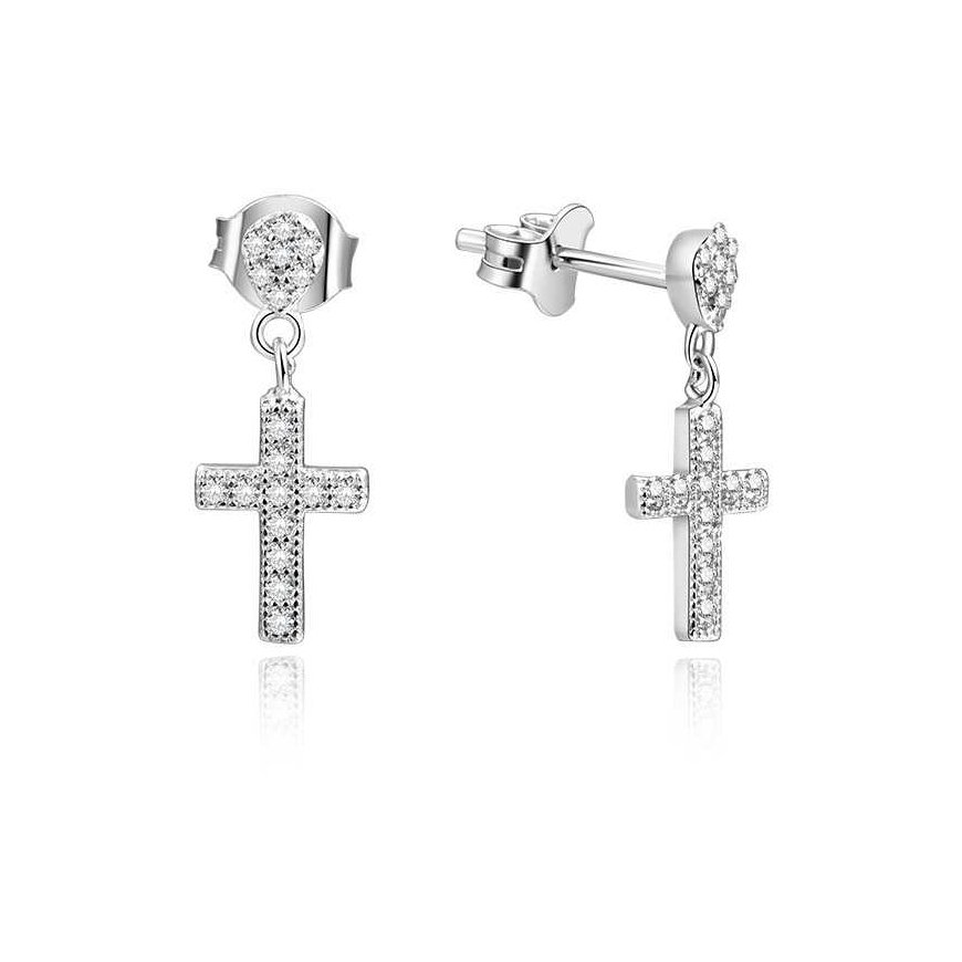 Beneto Silver earrings crosses with zircons